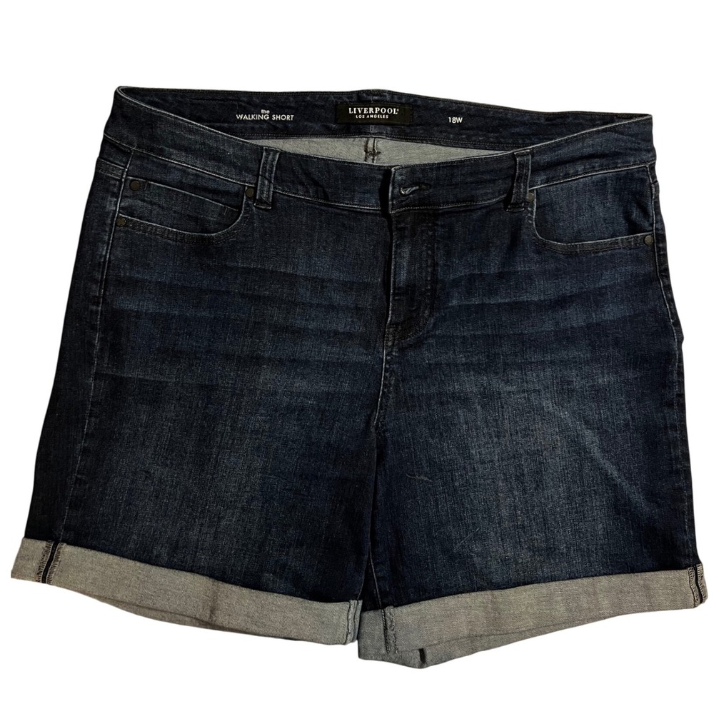 Liverpool LA The‎ Walking Short Wom. Size 18W Dark Denim Shorts Vintage Super D - Picture 2 of 9